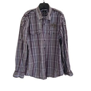 Ecko Unltd Mens Short Sleeve button-up Shirt Madras Plaid Size XXL